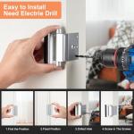 Husfunov 2 Pack Home Security Door Lock,Childproof Door Reinforcement Lock,with 3" Stop Withstand 800 lbs,for Inward Swing Doors,Night Kids Safety Metal Flip Lock Deadbolt Latch (Silver)