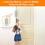 Home Security Door Reinforcement Lock, Upgraded Front Door Locks for Kids Safety Withstand 800 lbs, Child Proof Door Lock, Extra Door Lock from Inside Prevent Unauthorized Entry (2 Pack, Silver)