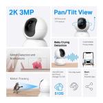 Tapo 2K Pan/Tilt Security Camera for Baby Monitor, Dog Camera w/Motion Detection, 2-Way Audio Siren, Night Vision, Cloud&SD Card Storage, Works w/Alexa & Google Assistant, 2-Pack (Tapo C210P2)