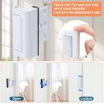 Husfunov 2 Pack Home Security Door Lock,Childproof Door Reinforcement Lock,with 3" Stop Withstand 800 lbs,for Inward Swing Doors,Night Kids Safety Metal Flip Lock Deadbolt Latch (White)