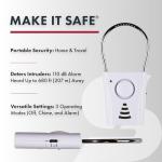 SABRE 110dB Door Handle Alarm, Extremely Loud Wireless Audible Up To 680 Ft Away, Hangs Off Door Knob or Handle, Vibration-Triggered Home Security Alarm, 3 Adjustable Settings, Great for Travel
