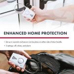 SABRE 110dB Door Handle Alarm, Extremely Loud Wireless Audible Up To 680 Ft Away, Hangs Off Door Knob or Handle, Vibration-Triggered Home Security Alarm, 3 Adjustable Settings, Great for Travel