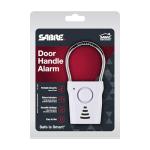 SABRE 110dB Door Handle Alarm, Extremely Loud Wireless Audible Up To 680 Ft Away, Hangs Off Door Knob or Handle, Vibration-Triggered Home Security Alarm, 3 Adjustable Settings, Great for Travel