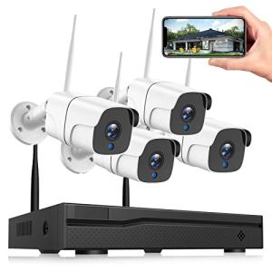 Wireless Security Camera System, with 8CH 4K NVR (500GB HDD Pre-Installed) & 4X 2MP Night Vision WiFi Cameras - Expandable to 8 Cameras, Indoor/Outdoor Security, Motion Alerts, H.265+