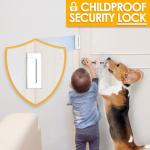Home Security Door Reinforcement Lock - Child Proof High Security Door Lock Front Door Locks for Kids Safety Withstand 800 lbs Top Door Latch Lock Flip Door Guardian for Inward Swinging Inside Door