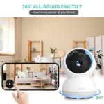 Indoor Camera, 3K HD Indoor Security Camera, 360° Pan/Tilt Pet Camera, 2-Way Audio, Siren, Night Vision, Baby/Pet Monitor with Phone App 2.4G and 5G WiFi, Compatible Alexa and Google Assistant