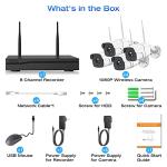Wireless Security Camera System, with 8CH 4K NVR (500GB HDD Pre-Installed) & 4X 2MP Night Vision WiFi Cameras - Expandable to 8 Cameras, Indoor/Outdoor Security, Motion Alerts, H.265+