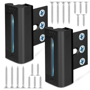 Home Security Door Reinforcement Lock, Upgraded Front Door Locks for Kids Safety Withstand 800 lbs, Child Proof Door Lock, Extra Door Lock from Inside Prevent Unauthorized Entry (2 Pack, Black)