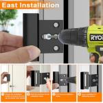 Home Security Door Reinforcement Lock, Upgraded Front Door Locks for Kids Safety Withstand 800 lbs, Child Proof Door Lock, Extra Door Lock from Inside Prevent Unauthorized Entry (2 Pack, Black)