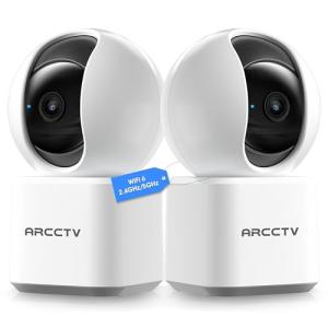 ARCCTV Cameras for Home Security 2pcs with WiFi 6&5GHz/2.4GHz, Motion Tracking Never Miss a Moment, 2-Way Audio, Night Vision, Compatible with Alexa Upgrades Your Idoor Security