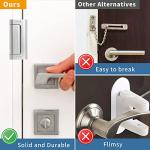 Home Security Door Reinforcement Lock Safety Latch Extra Front Doors Security Devices, Anti Door Kick in Safety Protector for Door Inside, Child Proof Aluminum Locks Silver 1Pack