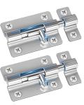 Door Security Slide Latch Lock with 12 Screws , 2 Pack Keyless Entry , Thickened Heavy Duty Steel Sliding , Easy to Install Gate