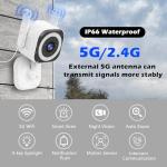 GUOANVISION Dual-Antenna Stable 5G WiFi Cameras for Home Security,3X Zoom 2K Outdoor Indoor Security Camera,Baby/Pet Monitor wih Color Night Vision,Motion Detection,2-Way Talk,Siren,IP66,SD Card/Cloud