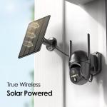 SEHMUA Solar Security Cameras Wireless Outdoor, 2K 360° View Battery Powered Outdoor Camera, WiFi Home Security with Spotlight Color Night Vision, PIR Sensor