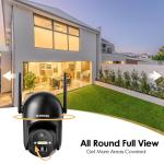 SEHMUA Solar Security Cameras Wireless Outdoor, 2K 360° View Battery Powered Outdoor Camera, WiFi Home Security with Spotlight Color Night Vision, PIR Sensor