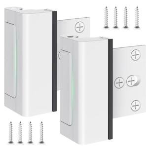 Treasem 2 Pack Home Security Door Lock, Childproof Door Reinforcement Lock with 3 Inch Stop Withstand 800 lbs, Door Safety Locks for Front Door, Night Kids Safety Flip Lock to Defend Your Home, White