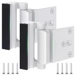 Treasem 2 Pack Home Security Door Lock, Childproof Door Reinforcement Lock with 3 Inch Stop Withstand 800 lbs, Door Safety Locks for Front Door, Night Kids Safety Flip Lock to Defend Your Home, White