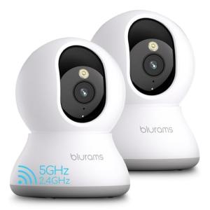 blurams 5G Cameras for Home Security, 2K Pet Camera with Phone App, 360° PTZ Indoor Camera w/Dual-Band WiFi6, Free Human/Motion/Sound Detection, 2-Way Talk, Night Vision, Compatible with Alexa, 2Pack