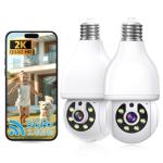 2K Light Bulb Security Camera 5G&2.4G WiFi Security Cameras Wireless Outdoor Indoor,360°Bulb Cameras for Home Security Outside Indoor,Motion Detection and Alarm,Two-Way Talk,Color Night Vision 2 Pack