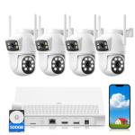 4MP Dual Lens Home Security Camera System Wireless, Security Cameras Wireless Outdoor 24/7 Record, Auto Tracking, 5G & 2.4G WiFi, Night Vision, 2-Way Audio, 360° PTZ, 10CH 4K NVR 500GB No Subscription