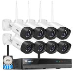 Hiseeu Wireless Security Camera System Outdoor, 5MP WiFi Camera for Home, 16CH WiFi-Pro 8 Cam-Kit, 2-Way Audio, Color Night Vision, IP66 Waterproof, 3TB Storage, 24/7 Recording, No Monthly Fees