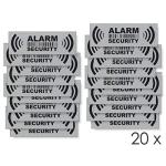 20 x Security Alarm Warning Sign Stickers - for internal and external use - Protection for home, car... - Weatherproof - Size: 2,9 x 1 in - "ALARM SECURITY"