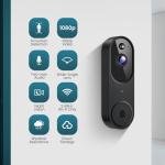 Orbitell Wireless Wi-Fi Video Doorbell Camera with Two Way Audio, AI Motion Detection, Night Vision and Cloud Storage, 2.4G Wi-Fi only