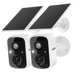 Hiseeu Solar Security Cameras Wireless Outdoor 2 Pack, Battery Powered 3K 4MP wifi Cameras for Home Surveillance, PIR/AI Motion Detection, Waterproof, Color Night Vision, 2-Way Audio, Cloud/SD Storage
