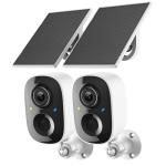 2K Security Camera Wireless Outdoor,Solar Powered WiFi Cameras for Home Security with Motion Detection,Color Night Vision(Spotlight),Instant Alert,2-Way Audio,Siren&SD/Cloud Storage,IP65,2.4GHz,2 Pack