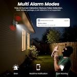 2K Cameras for Home Security-2.4G WiFi Outdoor Camera Wireless Solar/Battery Powered with solar panel, 360° Viewing, AI Human Detection, Color Night Vision, with SD Storage, Works with Alexa(2 Pack)