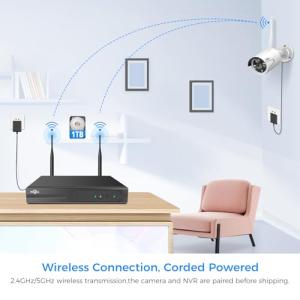 [100ft] Hiseeu Wireless WiFi Security Camera System, Wired Plug-in Powered, Expandable 16CH 4K NVR, 4Pcs 3MP Night Vision Cameras Home Surveillance Outdoor, Motion Detection, 1TB HDD, One-Way Audio