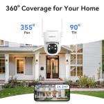 VORGUT Solar Security Cameras Wireless Outdoor with 10'' Monitor, 2pcs 2K Solar Powered Camera System, 360° PTZ, Color Night Vision,Human Detection,10CH NVR with 500GB HDD,2.4G/5G WiFi,No Monthly Fee