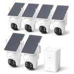 aosu Security Cameras Wireless Outdoor, 6-Cam Kit, No Subscription, aosuBase Expandable to 1TB (32GB Built-in), 5MP Solar Camera Wireless Outdoor, 360° Pan & Tilt, Human Auto Tracking, Easy Setup