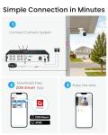 ZOSI 3K Lite Home Security Camera System with Audio, AI Human/Vehicle Detection, Night Vision, 8pcs 1920TVL Outdoor Metal Bullet Cameras, 8CH H.265+ CCTV DVR with 1TB HDD for 24/7 Recording