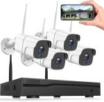 Wireless Security Camera System, with 8CH 4K NVR (500GB HDD Pre-Installed) & 4X 2MP Night Vision WiFi Cameras - Expandable to 8 Cameras, Indoor/Outdoor Security, Motion Alerts, H.265+