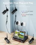 Hiseeu [16CH Expandable] 2.4G/5G Wireless Pro Security Camera System, 10.1" LCD 8MP Monitor, Wired Plug-in Powered 4Pcs 5MP Outdoor Indoor Cameras, One-Way Audio, Waterproof, Motion Detection, 1TB HDD