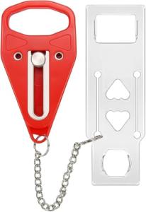 Portable Door Lock Extra Security Essential Safety & Privacy Travel Lockdown, Prevent Entry Stopper, Protect Family While Traveling Home Bedroom Hotel Apartment College (1 Red)