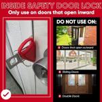 Portable Door Lock Extra Security Essential Safety & Privacy Travel Lockdown, Prevent Entry Stopper, Protect Family While Traveling Home Bedroom Hotel Apartment College (1 Red)