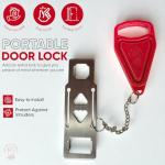 Portable Door Lock Extra Security Essential Safety & Privacy Travel Lockdown, Prevent Entry Stopper, Protect Family While Traveling Home Bedroom Hotel Apartment College (1 Red)