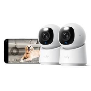 eufy Security Indoor Cam E30 2-Cam Kit, Latest Generation,4K UHD Security Camera, Pet/Dog/Baby Camera with Phone app, Color Night Vision, Human/Pet Auto Tracking,360° Coverage,Works with Homekit,White