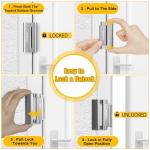 Home Security Door Locks 2 Pack, Metal Door Reinforcement Lock, 3" Withstands 1000 lbs of Impact for Inward Swing Doors, Defender Door Locks for Kids Safety, Prevent Unauthorized Entry (Silver)