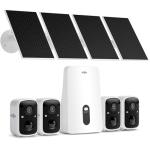 Hiseeu Solar Security Cameras Wireless Outdoor, 4 Cam-Kit, No Subscription, Expandable to 10CH, Wireless Home Security Camera System with 2K Color Night Vision, PIR/AI Detection, IP66, 2.4G & 5G WiFi
