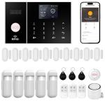 XUK Home Security System, Smart Home Alarm System with Door & PIR Motion Sensor, Works with Alexa/Google Home, Easy Installation Home Security Alarm Kit，Wireless 4G/GSM/Wi-Fi (24pcs Set)