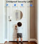 Home Security Door Reinforcement Lock with 8 Screws and Withstand 800 lbs, Child Proof Deadbolt Latch Prevents Unauthorized Entry, Door Safety Locks from Inside for Home & Privacy, Easy Installation