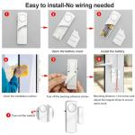 Security Door Window Alarm, Wireless Sensor Door Window Burglar Alarm, Door Alarms for Kids Safety, Easy Installation Doorbell Alarms for Office House Window Pool (4 Pack)