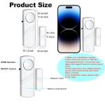 Security Door Window Alarm, Wireless Sensor Door Window Burglar Alarm, Door Alarms for Kids Safety, Easy Installation Doorbell Alarms for Office House Window Pool (4 Pack)