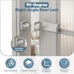 YogePote 90 Degree Right Angle Door Locks, 3.3 Inch Thickened Sliding Hasp Latch for Inward Opening/Closet/Shed/Barn Door, Cabinet - Heavy Duty Latch for Home Security (Silver, 3.3In with Key-1PC)