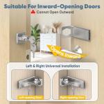 YogePote 90 Degree Right Angle Door Locks, 3.3 Inch Thickened Sliding Hasp Latch for Inward Opening/Closet/Shed/Barn Door, Cabinet - Heavy Duty Latch for Home Security (Silver, 3.3In with Key-1PC)