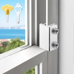 HYIEOU Sliding Window Locks (2 Sets), Secure Window Lock with Key, Window Locks for Up and Down Windows & Horizontal Sliding Windows, Adjustable Window Lock, Sturdy and Durable, Does Not Deform.
