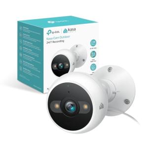 Kasa 2K+ Outdoor Wired Security Camera - Person/Motion Detection, 24/7 Recording, 2-Way Audio, Siren, Starlight Color Night Vision, Subscription-Free Local Storage or Optional Cloud, KC420WS